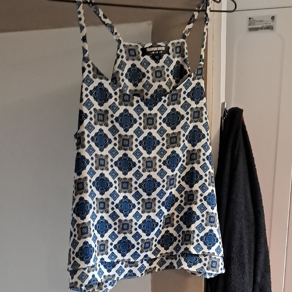 Trendy Blue Patterned Top